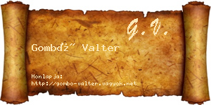 Gombó Valter névjegykártya